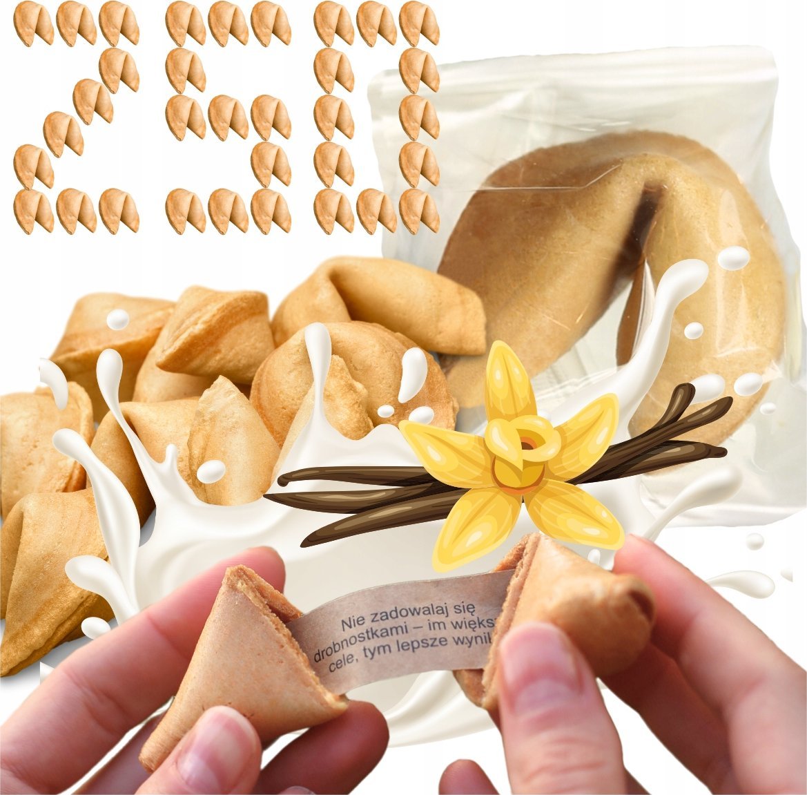 MagiaCiast CIASTECZKA Z WRÓŻBĄ Dziękuję dla Gości ŚLUB KOMUNIA WESELE 250szt MEGA XXL