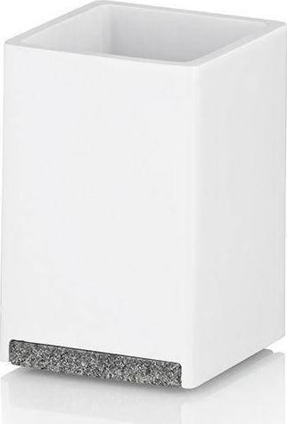 Kela kubek, żywica polimerowa/kamień, 7 x 7 x 11 cm, biały