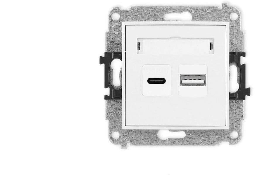 ICON Mechanizm ładowarki USB podwójnej USB C + USB A, 20W max. biały mat 25ICUSB-8