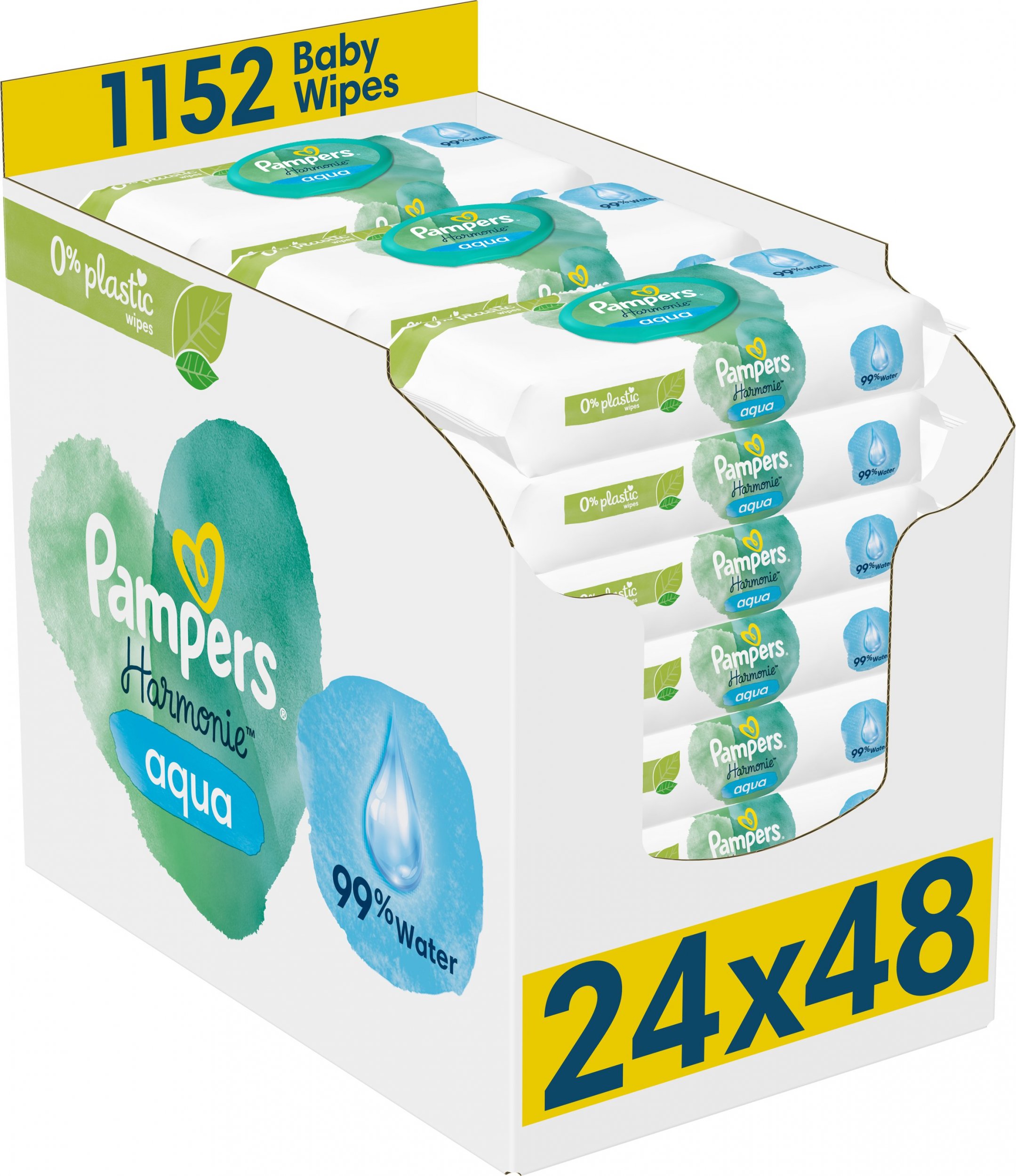 Pampers Chusteczki nawilżane Harmonie Aqua 0% plastiku 24x48 szt.