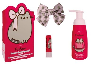 Pusheen Zestaw do pielęgnacji pianka do mycia ciała 300ml + pomadka do ust 3.8g + spinka do włosów