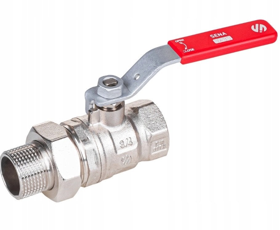 Zawór kulowy prosty półśrubunek 1/2GW-3/4GZ dźwignia Inox SENA VA30