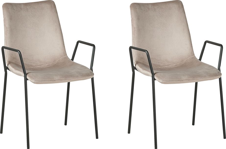 Beliani Zestaw 2 krzeseł do jadalni welurowy beżowoszary JEFFERSON