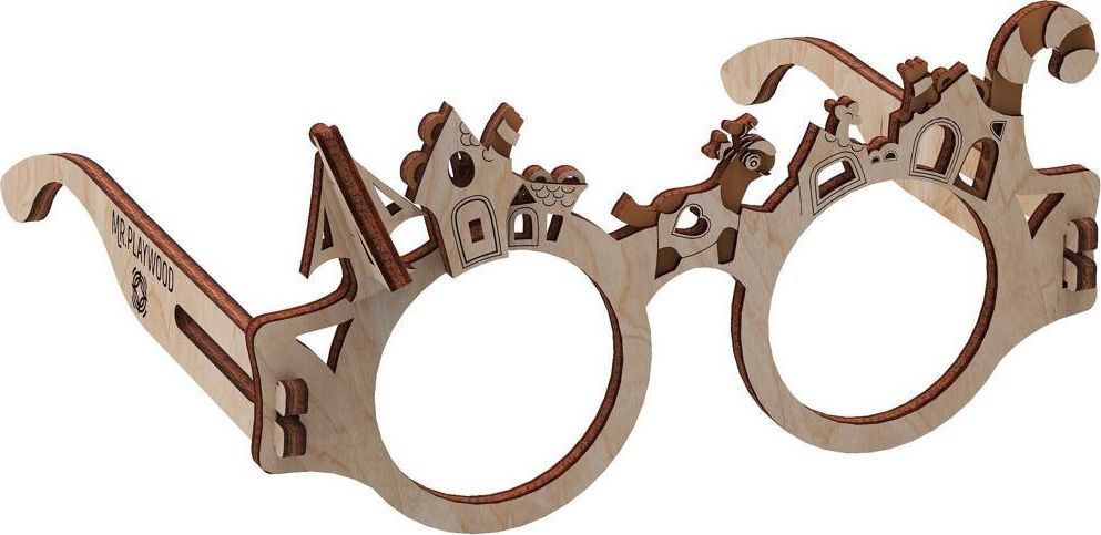 Mr.Playwood Mr.Playwood Drewniany Model Puzzle 3D Okulary Caramel House