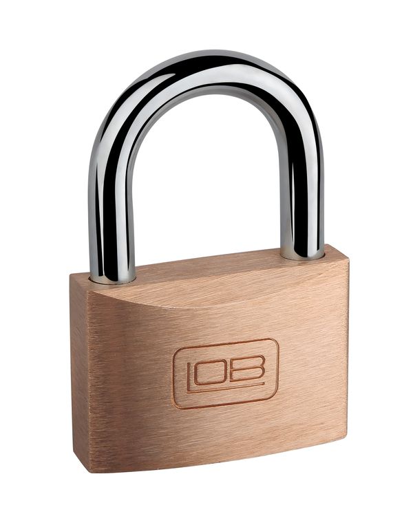 LOB Kłódka mosiężna zasuwkowa 3 klucze 50mm KM50