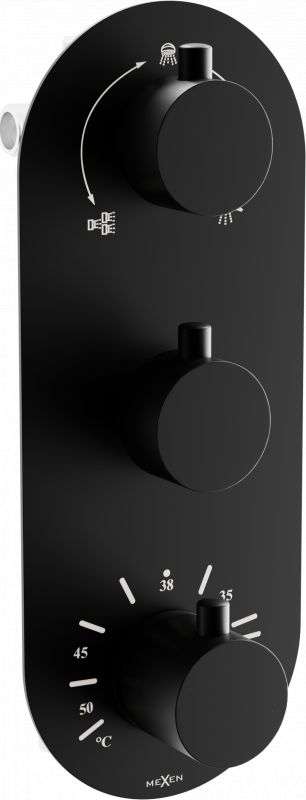 Bateria prysznicowa Mexen Mexen Kai termostatyczna bateria wannowo-prysznicowa 3-wyjściowa czarna - 77603-70