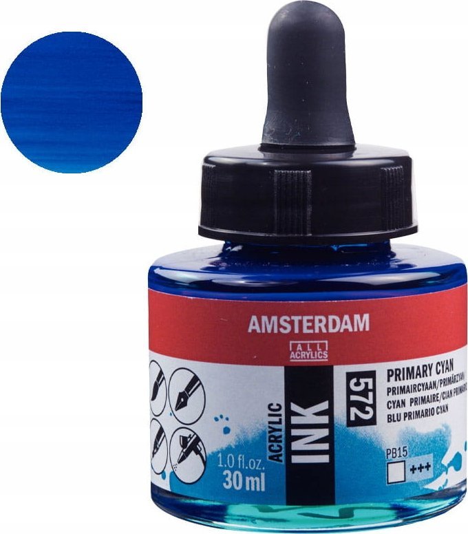 Artequipment Amsterdam Acrylic Ink Bottle Primary Cyan 572