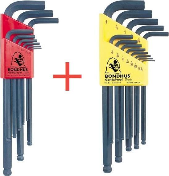 Bondhus ZESTAW 22 IMBUSÓW BONDHUS [9 SZT. METRYCZNYCH 10999 + 13 SZT. CALOWYCH 10937] BO20199 BONDHUS