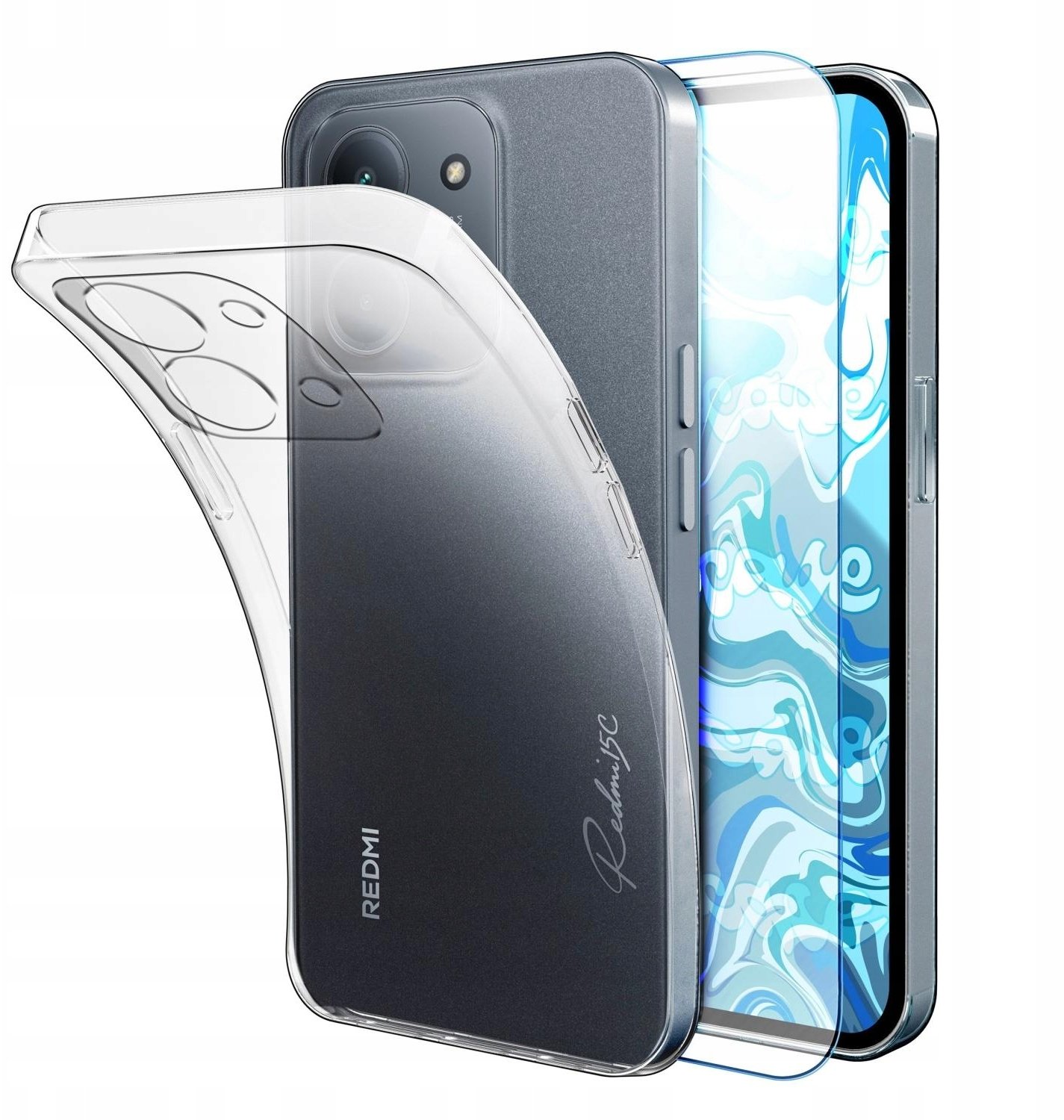 4kom.pl Etui Do Xiaomi Redmi 15C 4G / 5G (Przezroczysty, Silikonowy, Case) Szkło