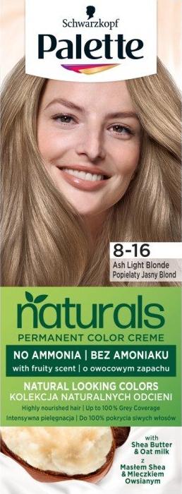 Palette PALETTE_Naturals Permanent Color Creme farba do włosów o owocowym zapachu z Masłem Shea i Mleczkiem Owsianym 8-16 Popielaty Jasny Blond