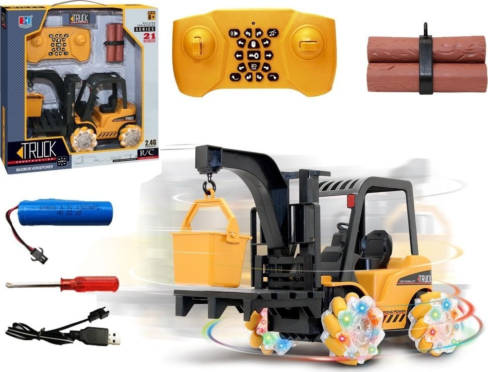 LeanToys Zdalnie Sterowany Wózek Widłowy Obrót 360 stopni Świecące Koła