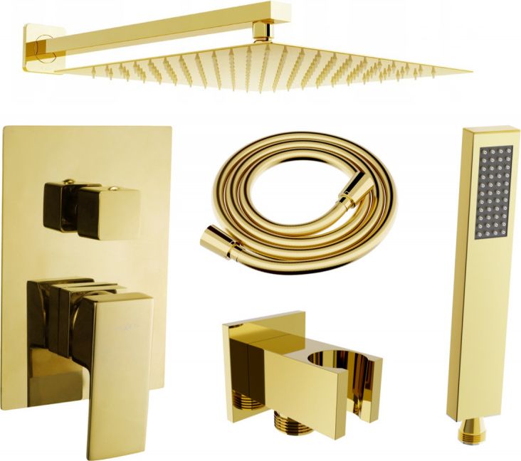 Zestaw prysznicowy Mexen Mexen Uno DR02 zestaw prysznicowy podtynkowy, złoty - 71435DR02-50