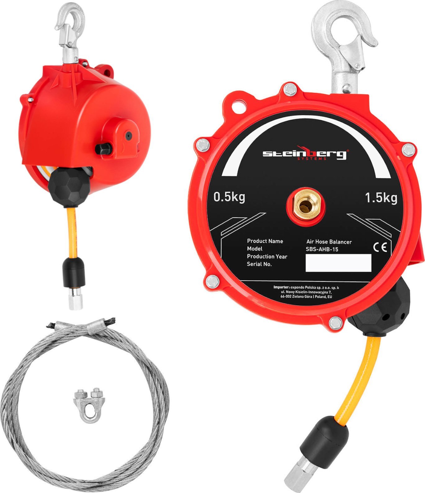 Steinberg Balanser linkowy odciążnik z wężem pneumatycznym 0,5 - 1,5 kg 1,3 m Balanser linkowy odciążnik z wężem pneumatycznym 0,5 - 1,5 kg 1,3 m