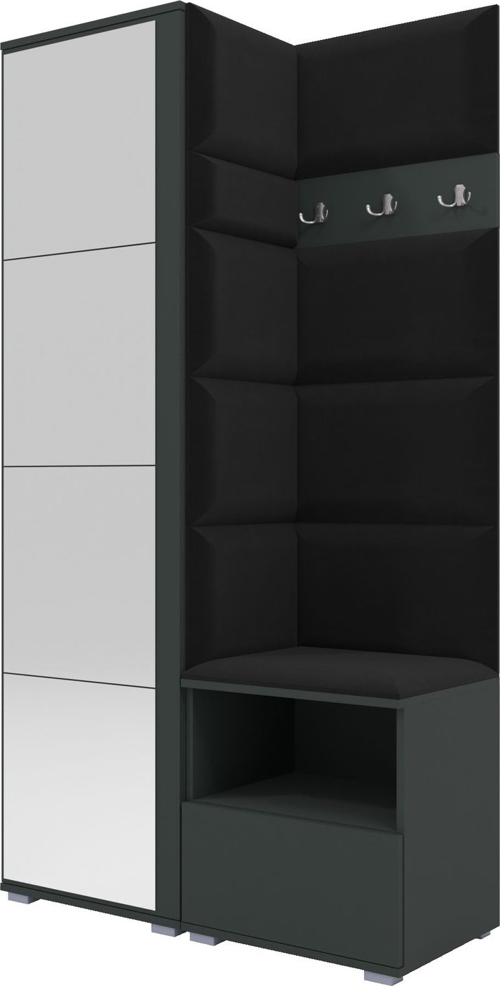 Ravio Tapicerowana garderoba Nela I z lustrem - kolor grafotowy + tkanina Trinity 16