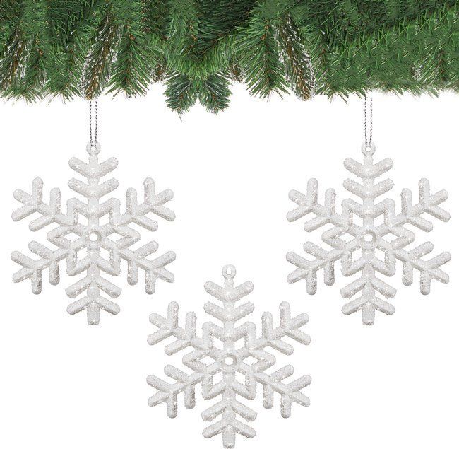Springos Zawieszki choinkowe białe śnieżynki na choinkę 10 cm 3 szt. UNIWERSALNY