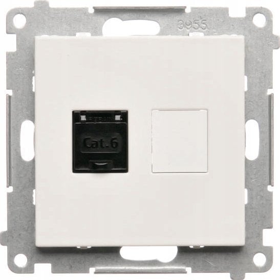 Kontakt-Simon Gniazdo komputerowe RJ45 Kontakt-Simon 55 T61.01/111 pojedyncze kategoria 6, z przesłoną przeciwkurzową moduł biały mat