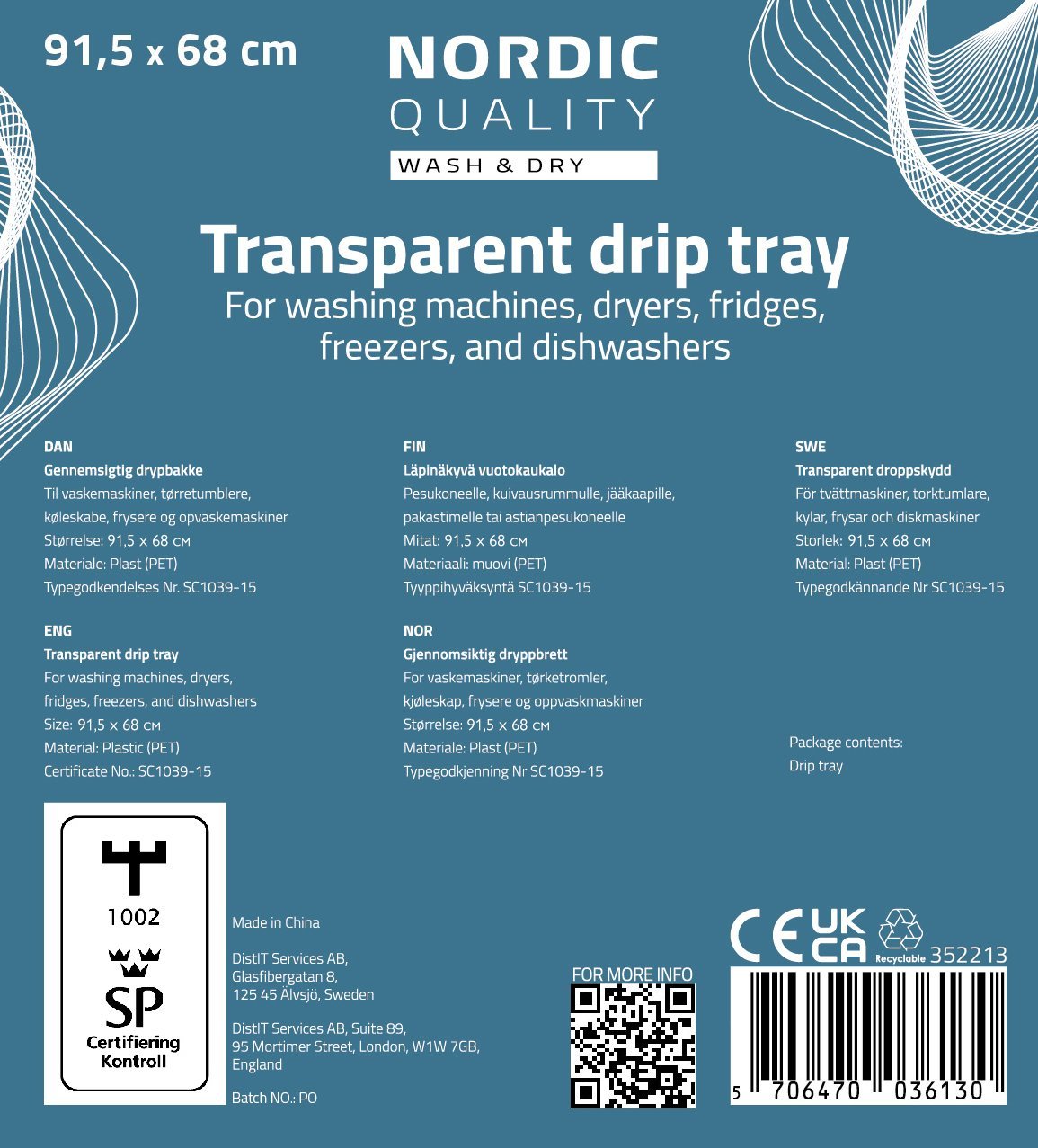 Driptray, 91.5 x 68cm, transparent