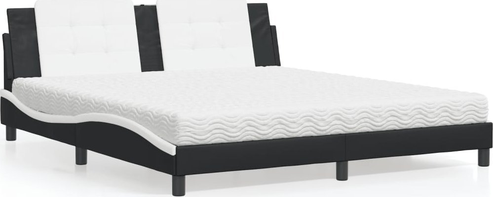 vidaXL vidaXL Łóżko z materacem, czarno-białe, 180x200 cm, sztuczna skóra