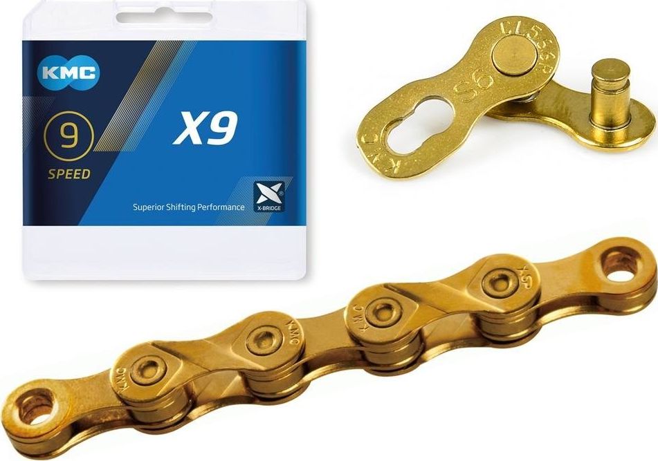 KMC Łańcuch KMC X9 Ti-N złoty, 114 ogniw, 6,6mm, 9-rzędowy uniwersalny