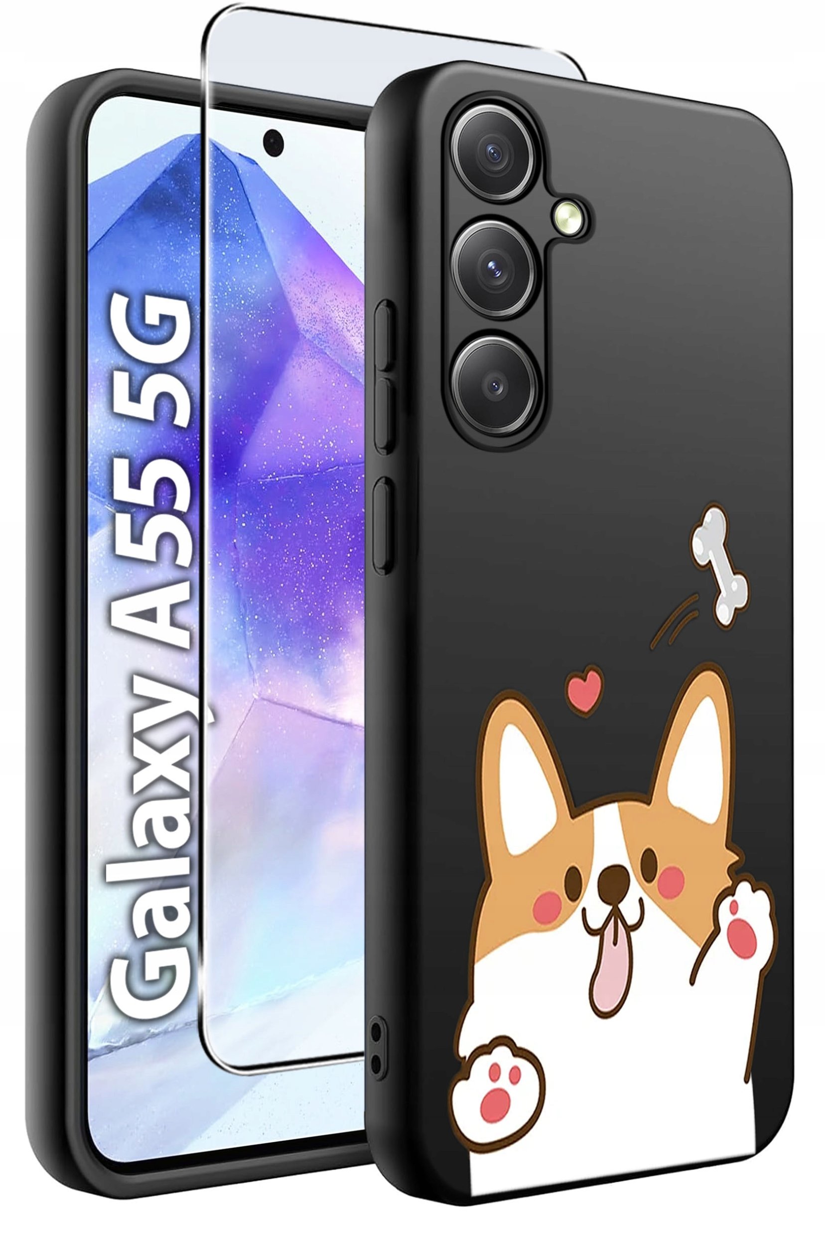 ETUI do Samsung A55 5G WZORY | SILIKONOWE MATT CASE + SZKŁO HARTOWANE 9H