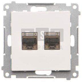 T62E.01/116 Simon 55 Gniazdo komputerowe podwójne RJ45 kategoria 6, ekranowane z przesłoną przeciwkurzową (moduł) Grafitowy mat T62E.01/116