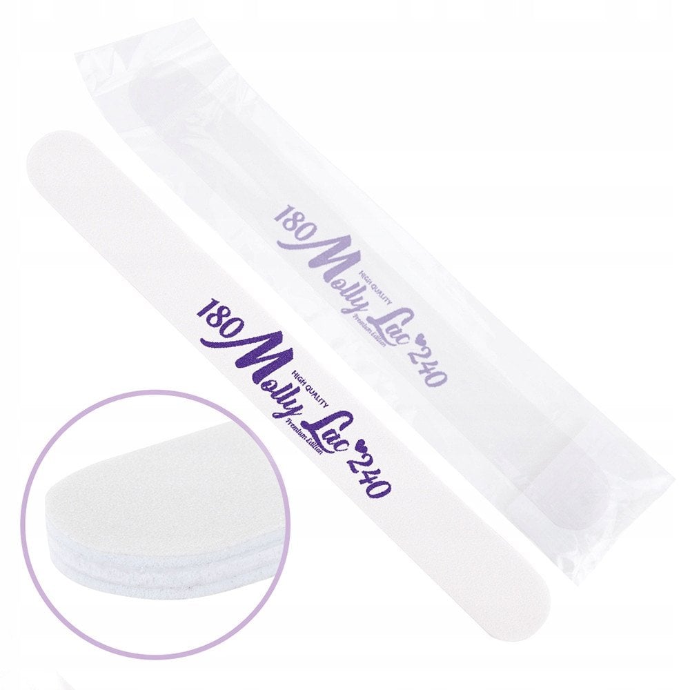 MOLLYLAC_Pilnik dwustronny do paznokci prosty biały środek 180/240