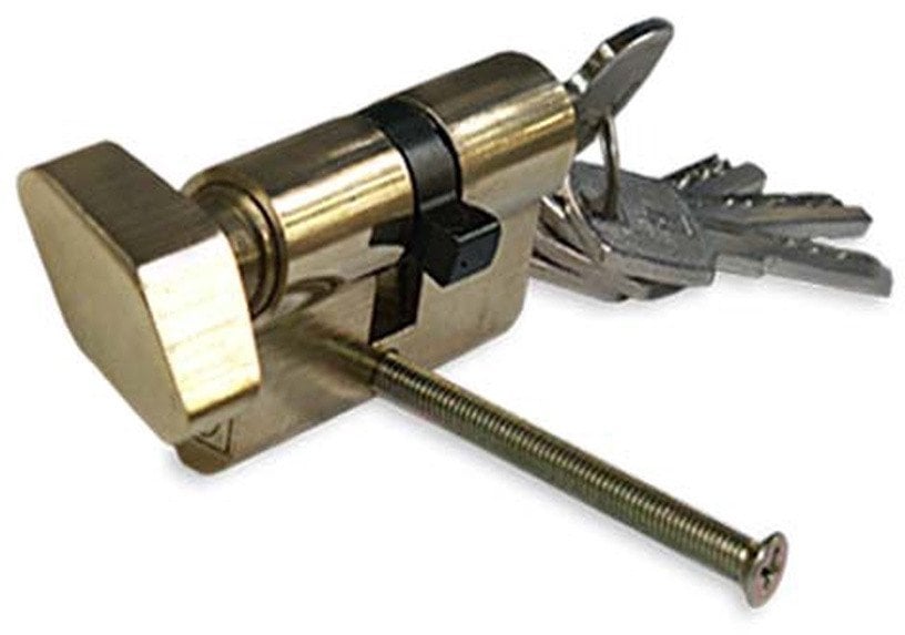 CYLINDER LOCK W KNOB 65MM 30X35 BRASS 5K