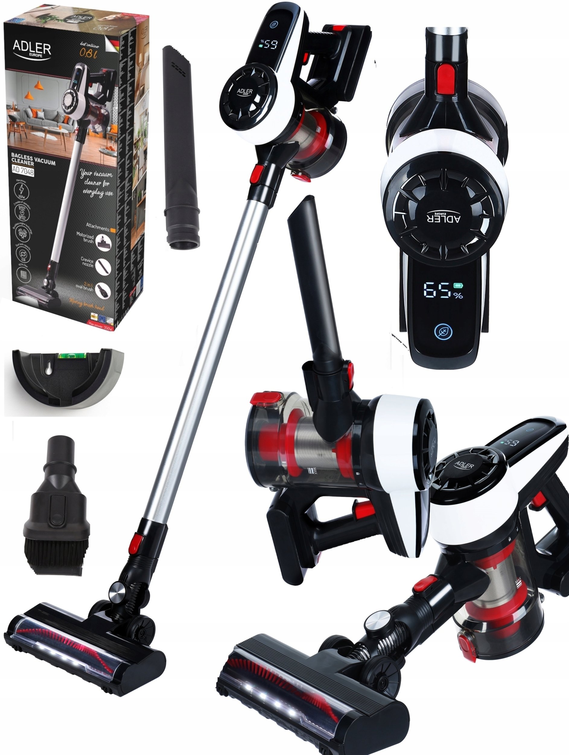 Odkurzacz Bezprzewodowy Pionowy Ręczny 3W1 350W Bezworkowy Elektroszczotka