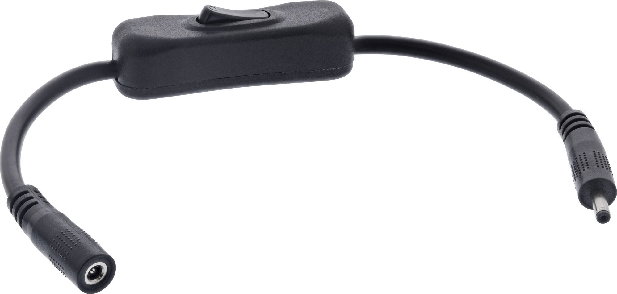 InLine® DC Kabel mit Schalter, DC ST/BU 3,5x1,35mm, AWG 18, schwarz, 0,20m