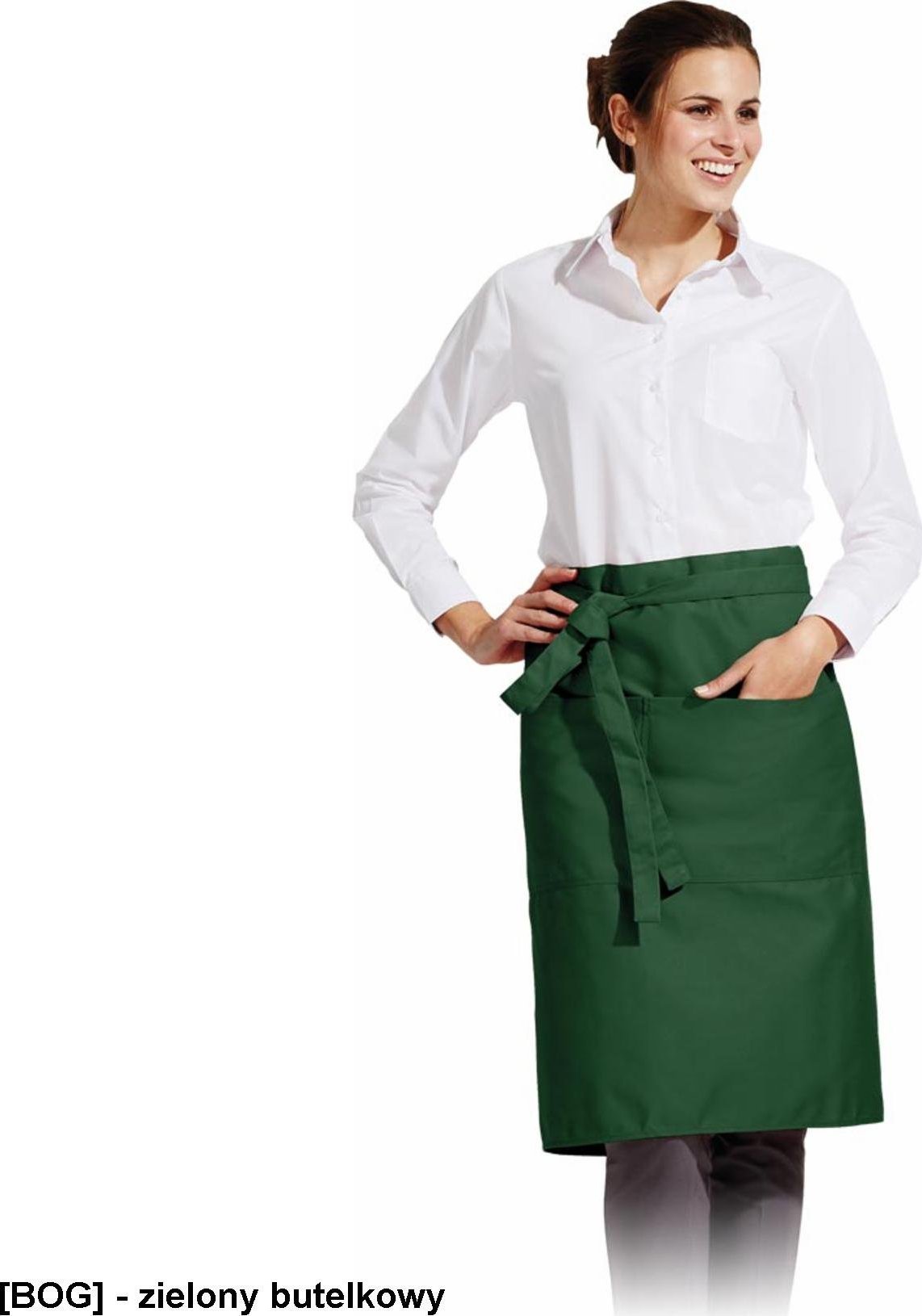 R.E.I.S. FZAP-2K - fartuch typu zapaska kelnerska gastronomiczna - zielony butelkowy - 90x65 cm.