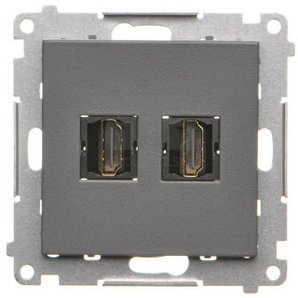 TGHDMI2.01/116 Simon 55 Gniazdo HDMI podwójne (moduł) Grafitowy mat TGHDMI2.01/116