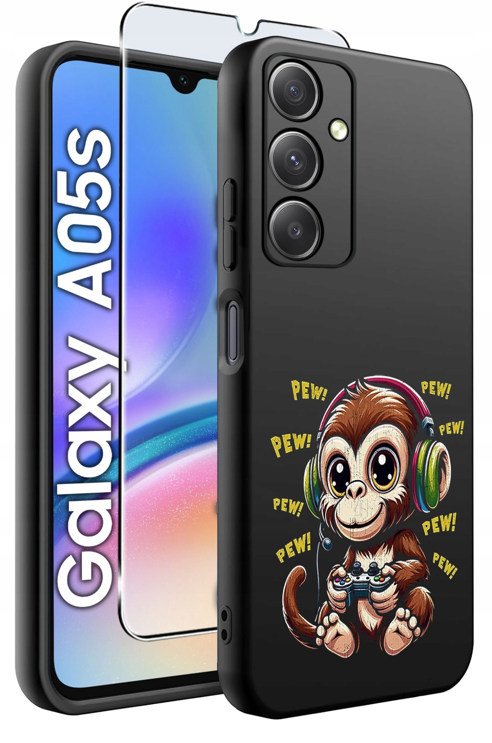 ETUI do Samsung A05s WZORY | SILIKONOWE MATT CASE + SZKŁO 9H