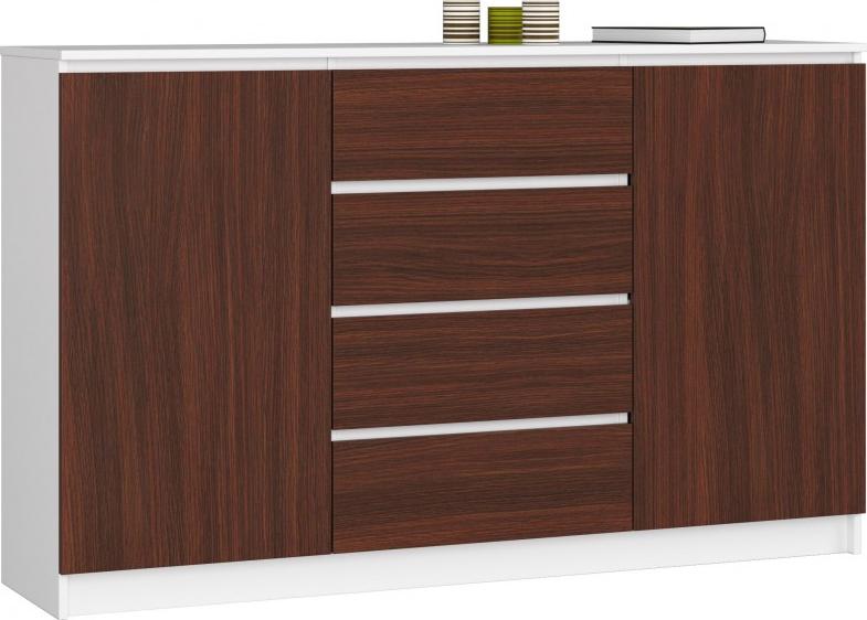 Fabryka Mebli Akord KOMODA K 160 cm 2 DRZWI 4 SZUFLADY BIAŁA / WENGE