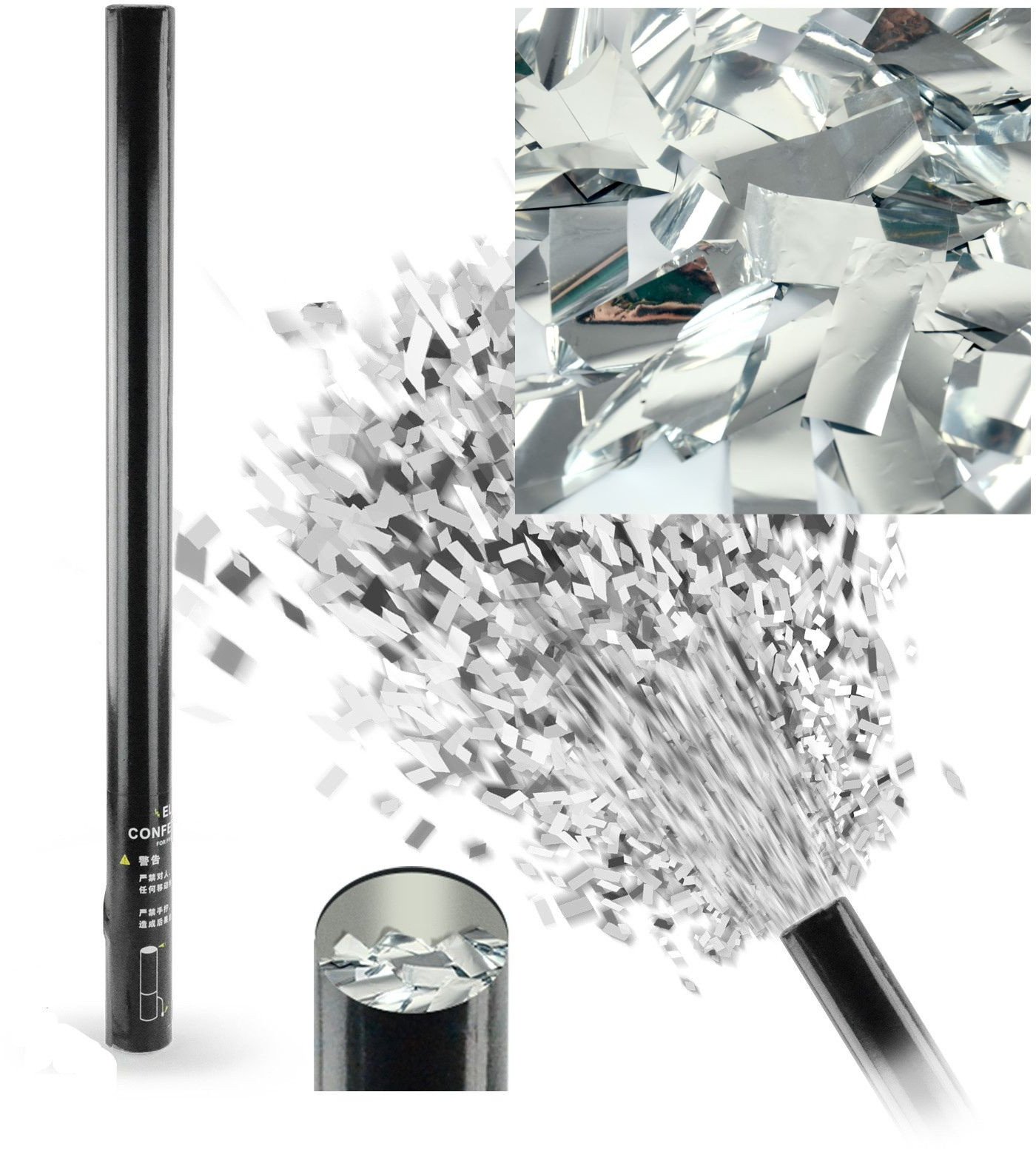 Tuba konfetti wyrzutnia ręczna kolor srebrny- 80cm Firefog one size