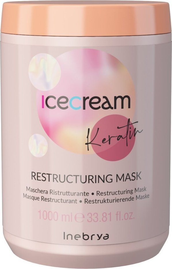 Inebrya Ice Cream Keratin keratynowa maska restrukturyzująca do włosów 1000ml