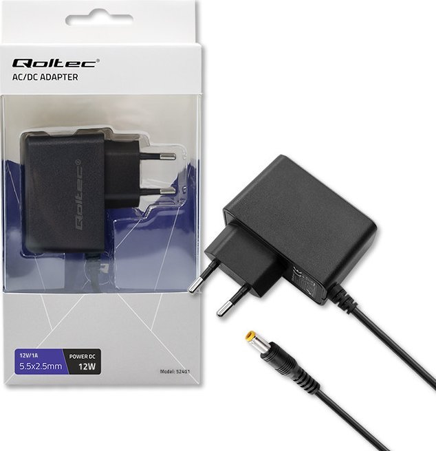 Qoltec Zasilacz wtyczkowy 12W | 12V | 1A | 5.5*2.5