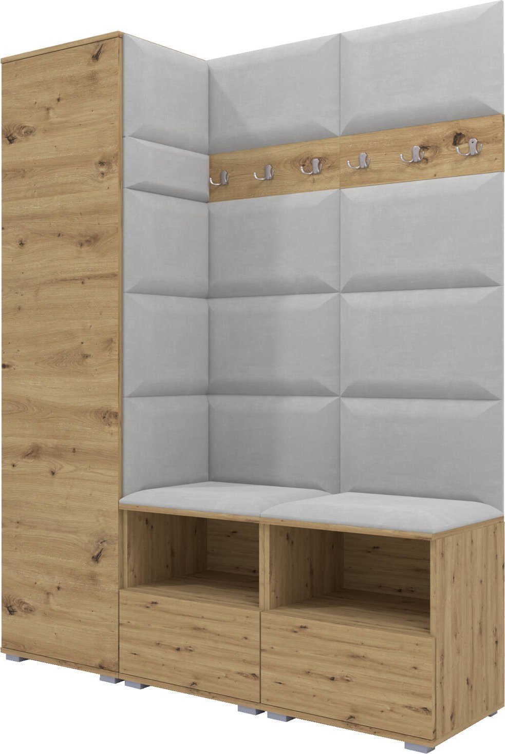 Ravio Tapicerowana garderoba Nela II - kolor dąb artisan + tkanina Trinity 32