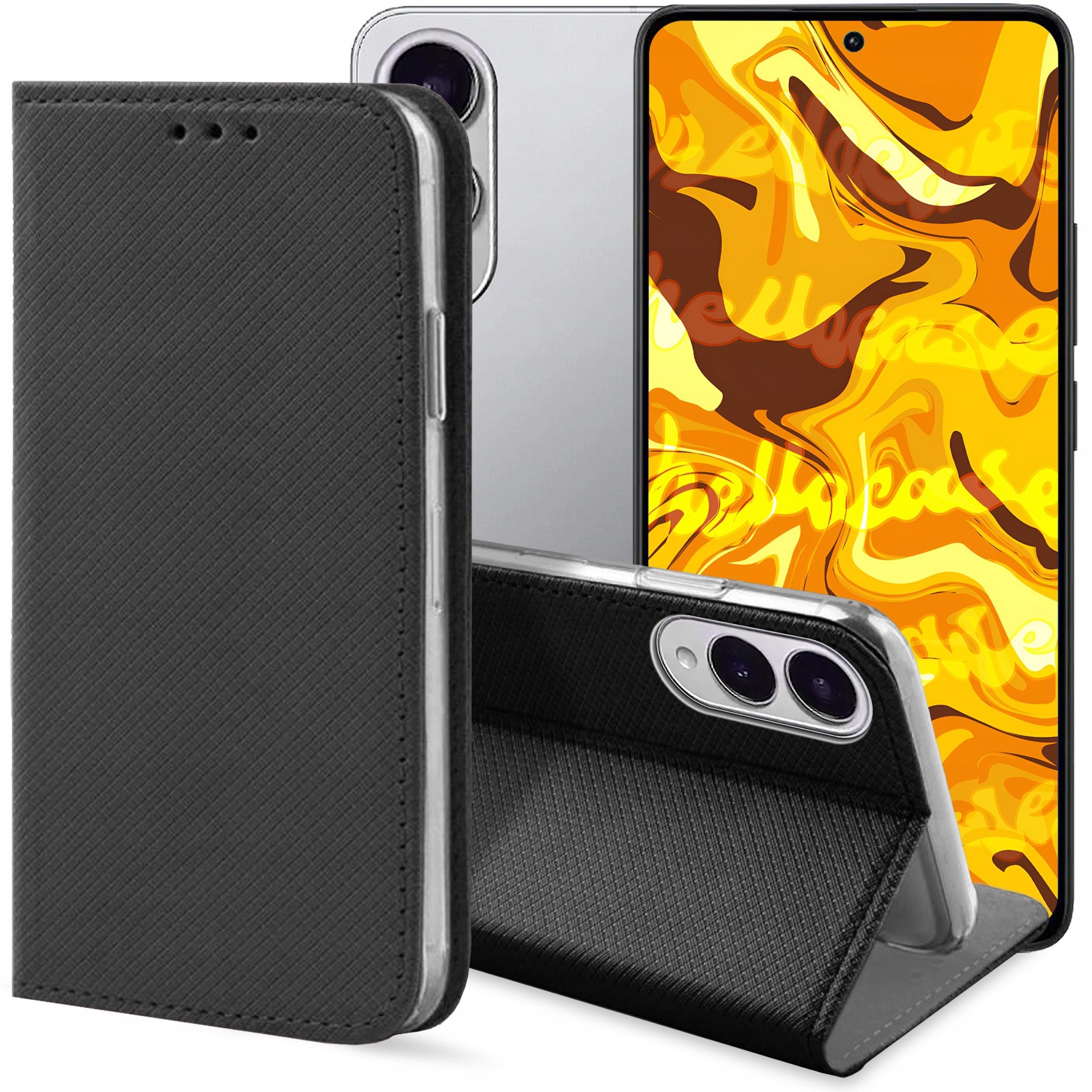 ETUI Z KLAPKĄ DO SAMSUNG GALAXY S25 EDGE CZARNE ZAMYKANE MAGNETYCZNE KABURA