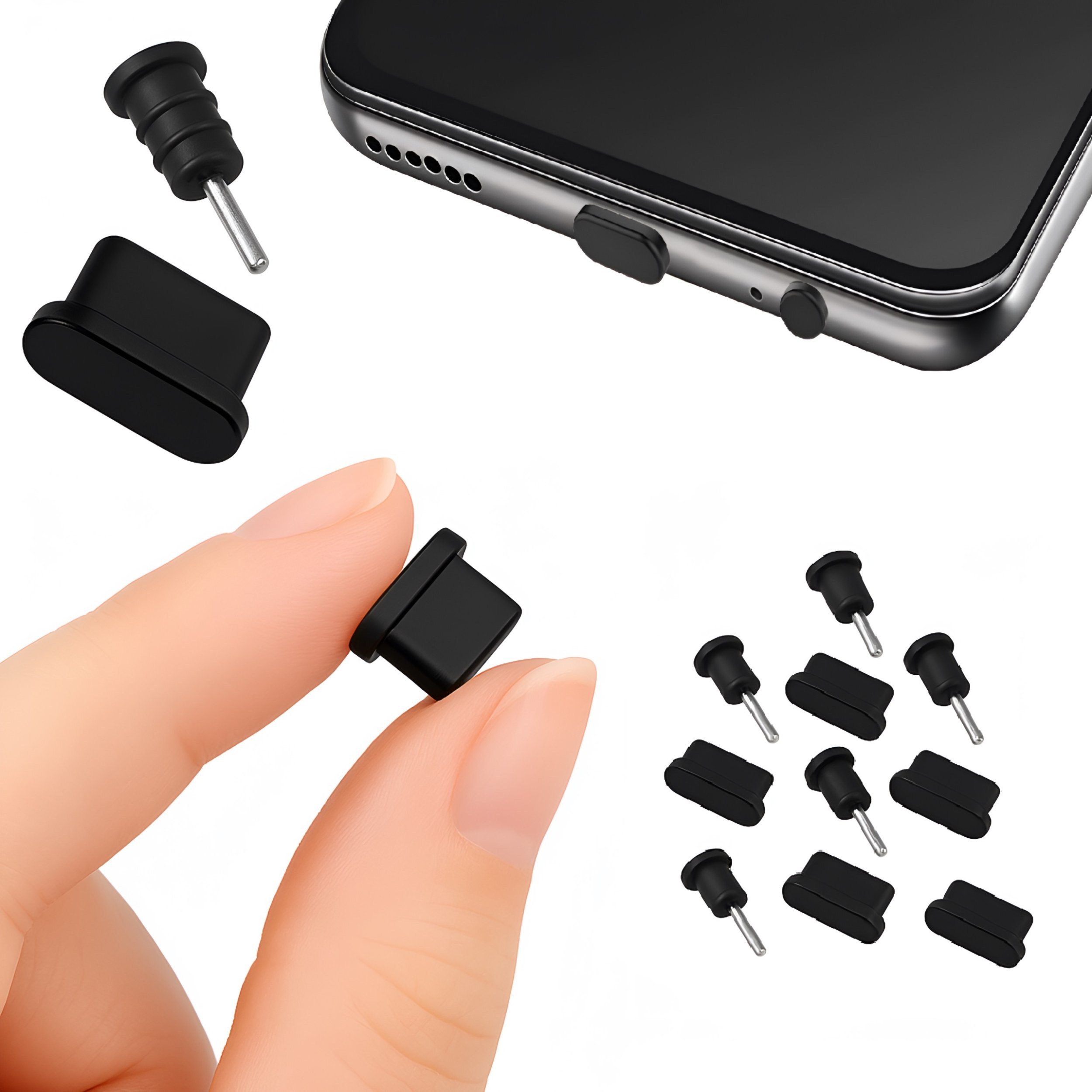 Zaślepka Zatyczka Przeciw Kurzowi USB C / Mini Jack AUX Zasłonka Zestaw x10