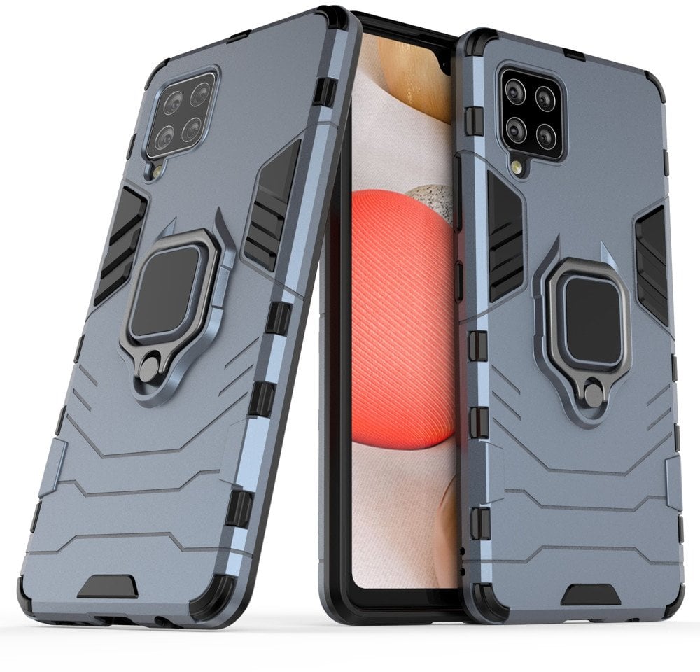 Ring Armor pancerne hybrydowe etui pokrowiec + magnetyczny uchwyt Samsung Galaxy A42 5G niebieski