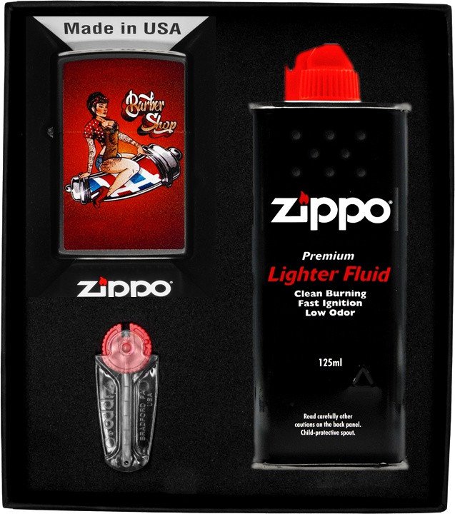 Zestaw ZIPPO Zapalniczka BARBER SHOP PIN-UP DESIGN Prezentowy No1