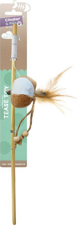 Cooper & Pals Zabawka wędka z piłką z piórkami na kiju dla kota 50 cm
