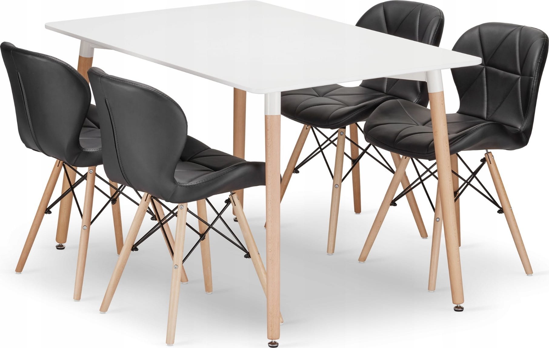 Leobert Zestaw stół prostokątny ADRIA 120x80 biały + 4 krzesła LAGO czarne