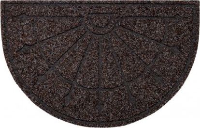 Dywany Łuszczów Wycieraczka PATIO 7097 półokrąg antypoślizgowa, zewnętrzna, wewnętrzna, na gumie - brązowy, 50x77 cm
