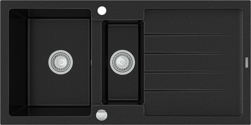 Zlewozmywak Mexen Andres granitowy 1,5-komorowy z ociekaczem 1000 x 500 mm, czarny - 6515101510-77