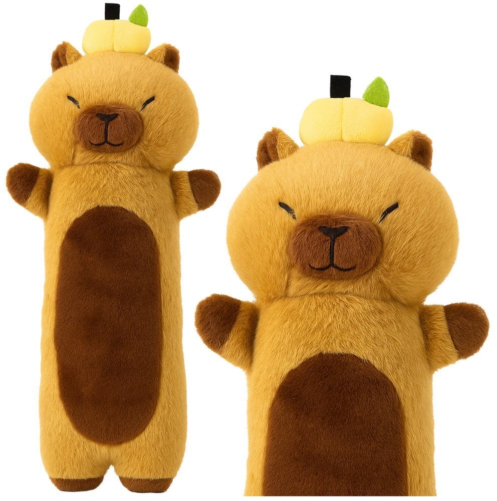 Pluszowa Maskotka Kapibara Z Owocem Poduszka Podłużna Wałek Brązowa 45cm