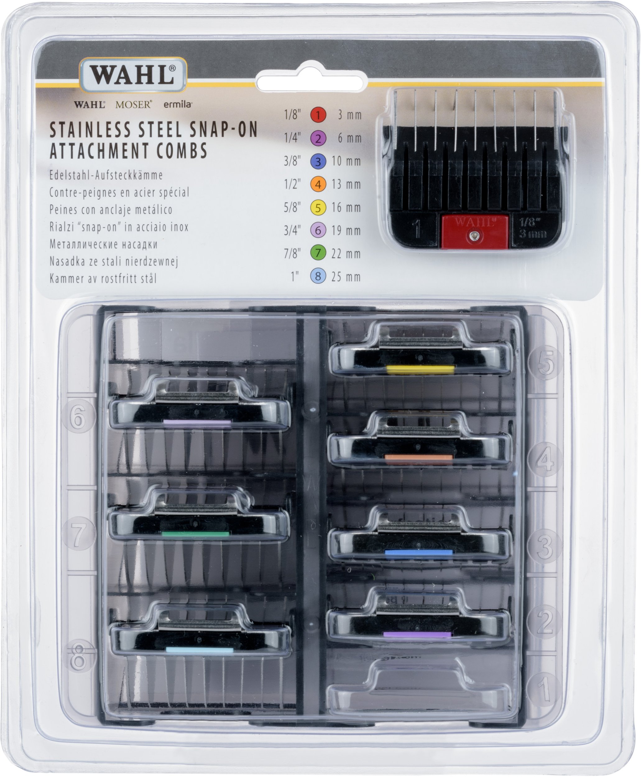 Maszynka do włosów Moser 1247-7440 Hair Clipper Attachment Combs Set, 8 pcs