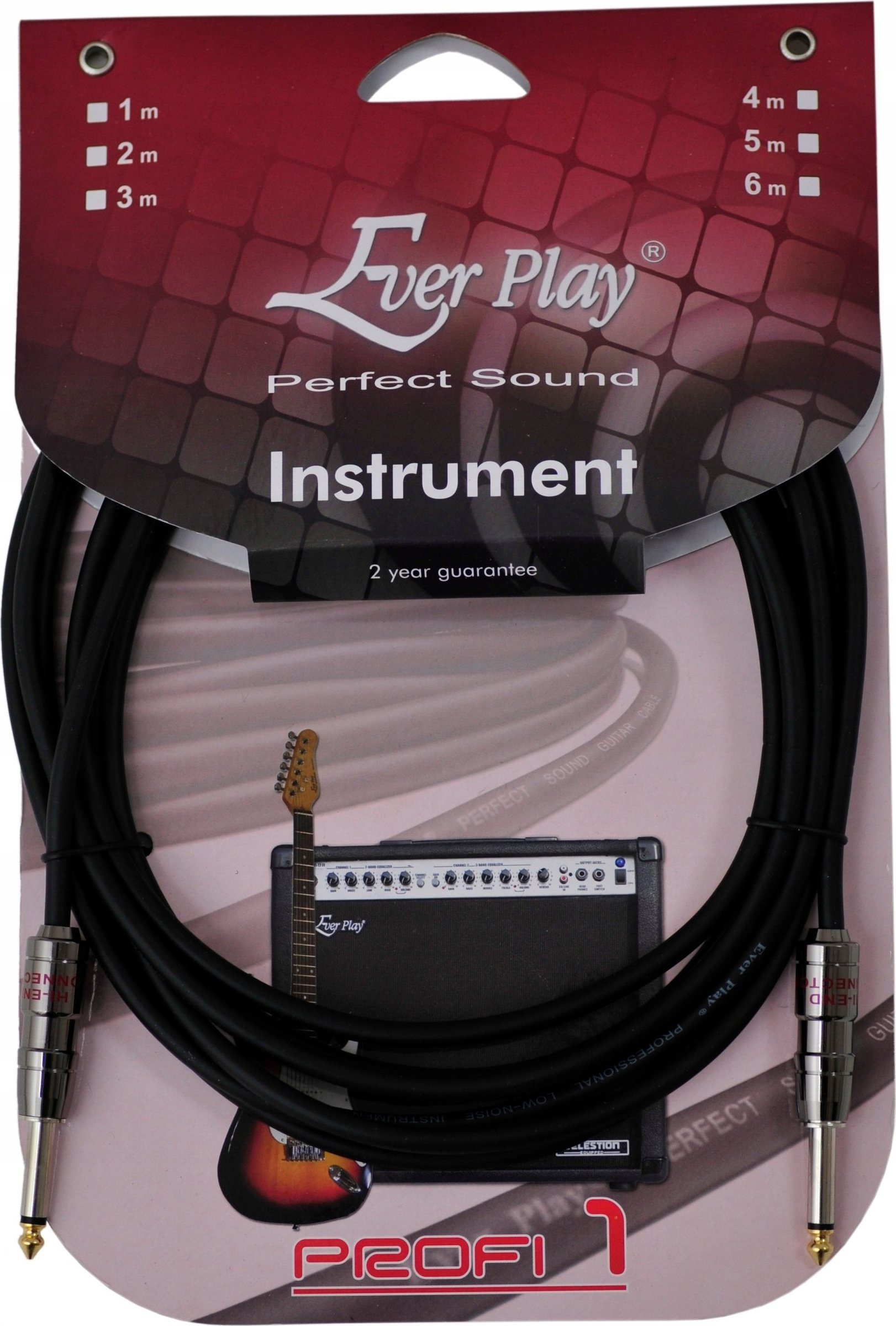 Kabel Ever Play Jack 6.3mm - Jack 6.3mm 6m czarny (5232)