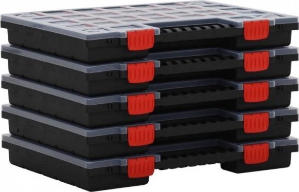 vidaXL Pudełka asortymentowe, 5 szt., 40x30x5 cm polipropylen