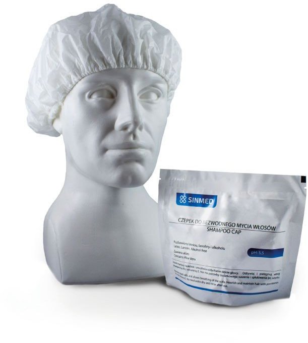 Czepek ze środkiem myjącym do mycia bez wody włosów i głowy